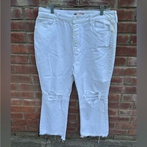 SO White distressed denim jeans high rise kick flare size 17 waist 33 ra…
